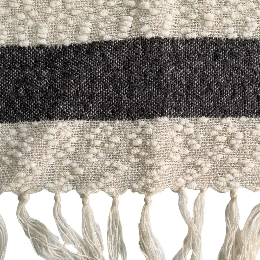 Lot of 2 Shabby Chic Runner and Blanket Pink Black Stripes Boho Farmhouse